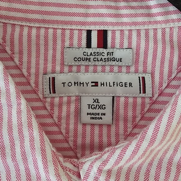 Tommy Hilfiger Women's Pink Striped Classic Fit Button-Down Shirt - Picture 3 of 4